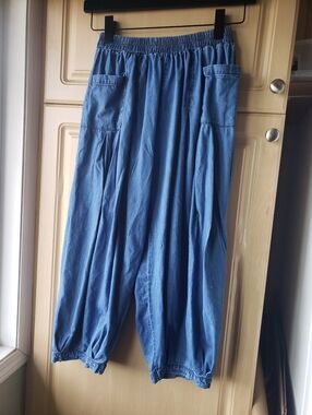 Relaxed Elastic-Waist Blue Men’s Pants